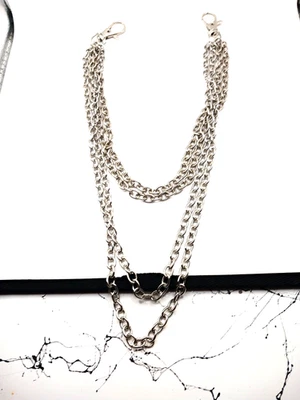 Calça ou corrente carteira quatro camadas cor prata 16 polegadas - Imagem 1 de 4