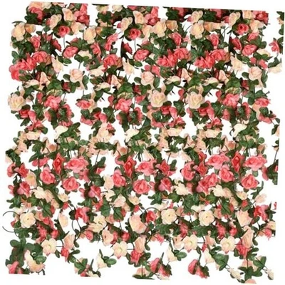  10件装假玫瑰藤花植物人造花悬挂玫瑰常春藤家居  — 第 1/4 张图片