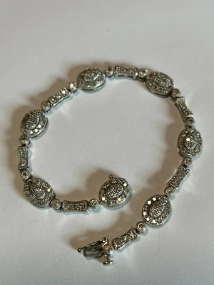 Brazalete Tenis Estate Oro Blanco 14kt Diamantes Naturales 3.0ct Valorado $4500 Foto 1 de 4