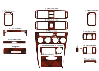 Toyota Corolla 1997-2002 Kit de Capa Acabamento Painel Interior Madeira Óptica Cor Mahagony - Imagem 1 de 4