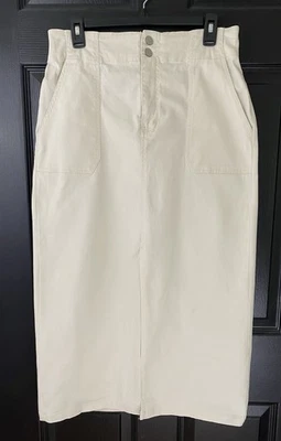 Rachel Roy Women's M Cream Pencil Skirt Midi Stretch Pockets Deep Slit Classic - Image 1 of 4