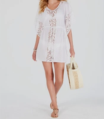 Traje de baño Dotti para mujer blanco floral encontrar encaje caftán talla L Foto 1 de 2