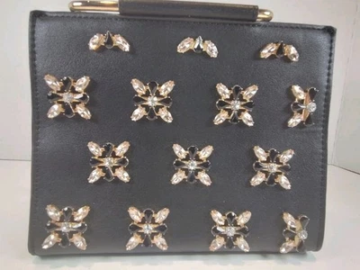 Bolso de Noche Aldo Precioso Estrás Negro Satinado Dorado Herrajes Raro ¡Sin Defectos! Foto 1 de 4