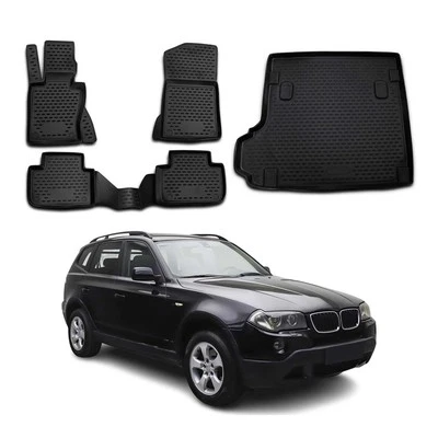 Custom Floor Mats & Cargo Liners for BMW X3 E83 2004-2010 Rubber TPE Black 5Pcs - Изображение 1 из 4