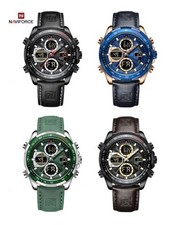 NAVIFORCE LED Chronograph Men Quartz Leather Wristwatch Sports 30M Waterproof