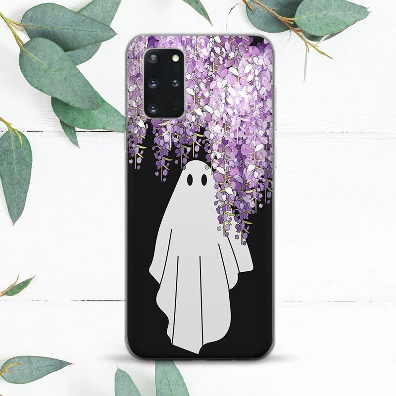 Halloween Ghost Flowers Purple Case For Samsung Note 20 S20 S21 S22 S23 S24 FE - Image 1 of 1