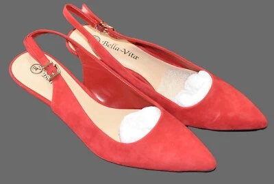 Bella Vita Sarah Slingback Dress Shoes Heels Womens Red Suede Leather NEW 8.5 M - Image 1 of 4