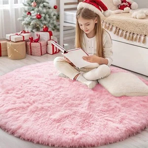 OLANLY Pink Round Rugs for Bedroom - Machine Washable 4x4 Feet Circle Area Ru... - Picture 1 of 7