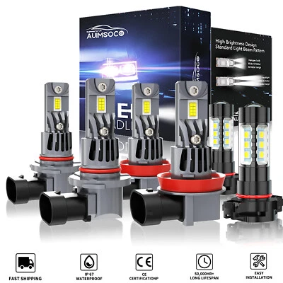 Комбинированный комплект передних светодиодных фар и противотуманных фар для GMC Yukon XL 2015-2018 2019 годов выпуска - Изображение 1 из 4