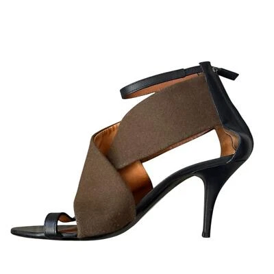 Sandalias Givenchy Hechas en Italia Cuero Borde de Grosgrain Negro/Marrón IT41 Foto 1 de 4
