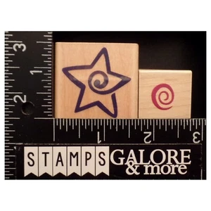 RUBBER STAMPEDE RUBBER STAMPS SET 2 A2209C SWIRL IN STAR & SPIRAL SWIRL #878 - Picture 1 of 3