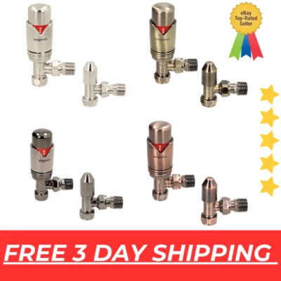 Elegance Wave 15mm TRV & Lockshield Radiator Valve Twin Pack - Multiple Finishes