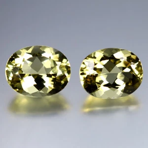 5.00 ct (2pcs) MATCHING PAIR  Oval (10 x 8 mm) Yellow Heliodor Beryl Genuine - Picture 1 of 2