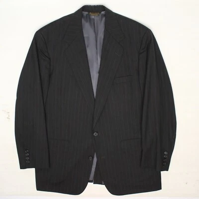 Traje Southwick Para Hombres 43R 34x30 Gris Oscuro Rayas Chaqueta de Lana Pantalones Plisados EE. UU.  Foto 1 de 4