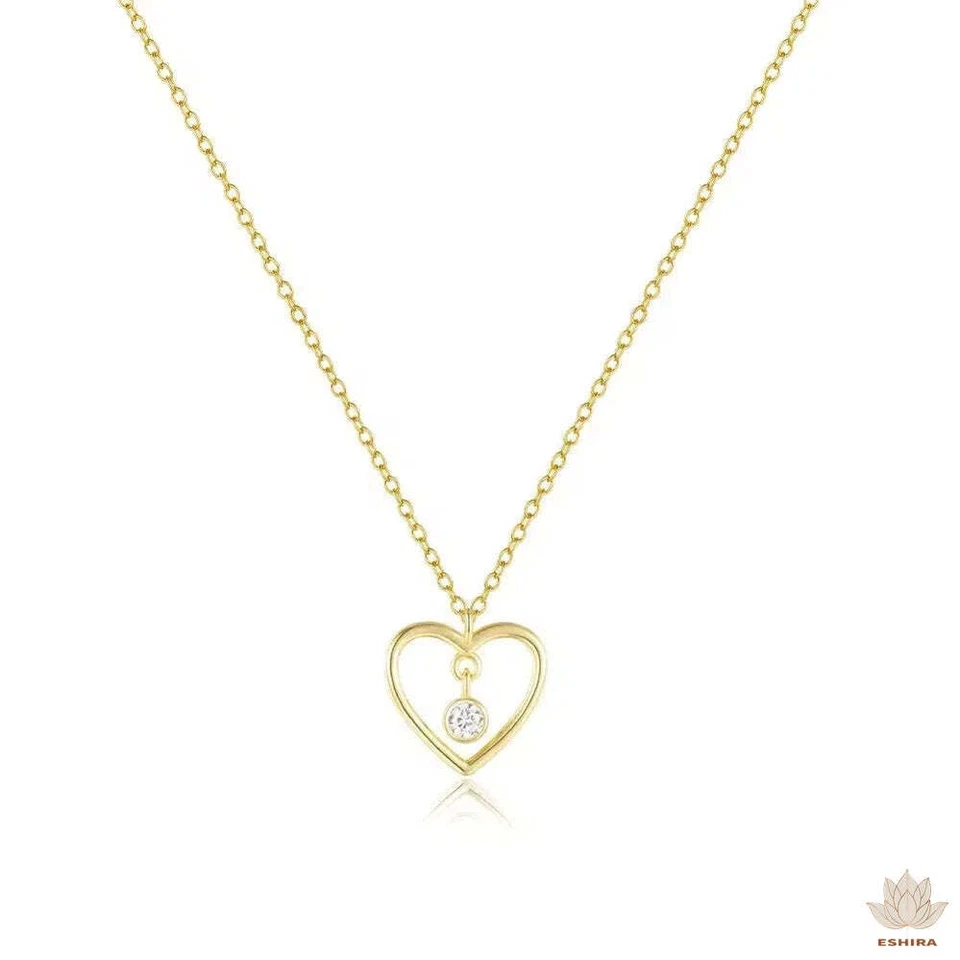 Collar colgante corazón chapado en oro radiante con piedra de circón brillante Foto 1 de 1