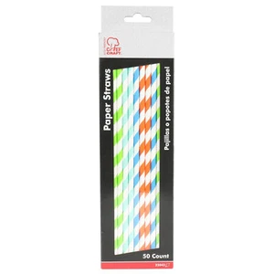 Colorful Striped Summer Time Party 10.5" Disposable Paper Straws, Multi, 50 Pack - Picture 1 of 1