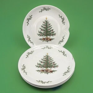 Kaiser Vintage Christmas Tree Salad or Dessert Plates (4) Germany 8 In - Picture 1 of 13