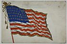 1901-1906 carte postale patriotique drapeau américain avec bannière étoilée vers paillettes