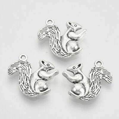 QWYRKY CRAFTS Tibetan Silver Charms Squirrel Autumn Nature 21mm x 22mm 10pcs C164