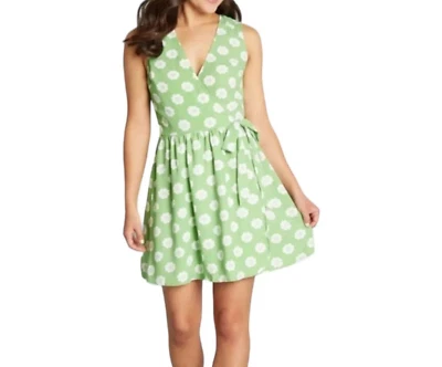 ModCloth Pose Without Saying Wrap Dress, Green White Sleeveless Women's Size S - Image 1 of 4