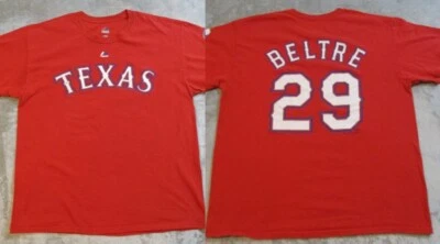 Texas Rangers Shirt Mens Adult Large Red White MLB Baseball Beltre 29 Faded Worn - Image 1 of 4