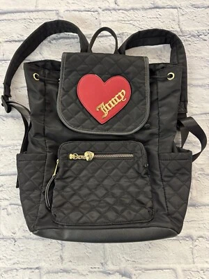 Mochila Juicy Couture con Solapa para Mujer Negra Acolchada Roja Corazón Cordón Moda Foto 1 de 4