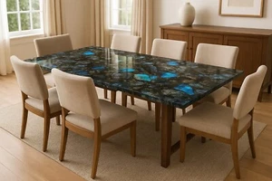 60"X36" Labradorite Dining Table – Bold Luxury for Dark Interiors - Picture 1 of 10