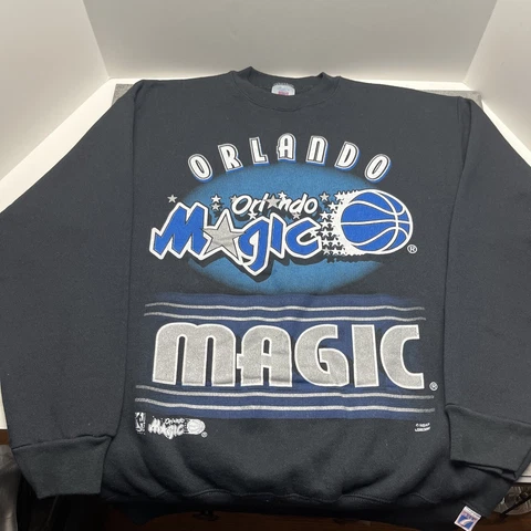 VTG Orlando Magic Sweatshirt Mens L Black 90’s Logo 7 NBA Basketball Cover