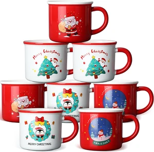 8 Pieces Christmas Mug Set Christmas 12Oz Coffee Mugs, Ceramic Novelty Coffee Mu - Picture 1 of 6
