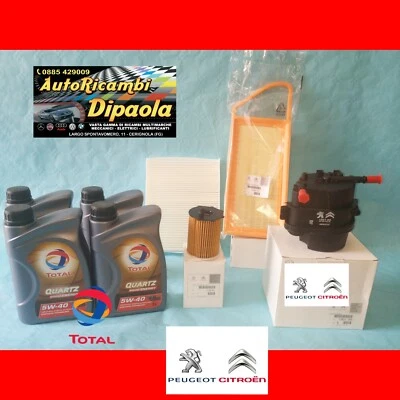 KIT TAGLIANDO ORIGINALE CITROEN C3 (02-09) 1.4 HDI TOTAL 5W40 + FILTRI ORIGINALI - Immagine 1 di 2