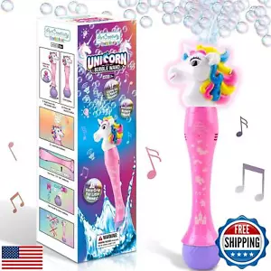 ArtCreativity Unicorn Bubble Wand for Kids, Light Up Unicorn Bubble Machine f - Picture 1 of 5