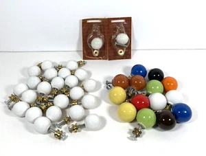 Lot 38 Vtg Amerock Porcelain Cabinet Knobs White, Assort Colors 1" & 1.25" Round - Picture 1 of 5