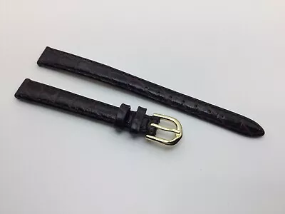 10MM NOS CITIZEN BROWN CROCO GRAIN LEATHER STRAP WATCH BAND GOLD BUCKLE - Image 1 of 4