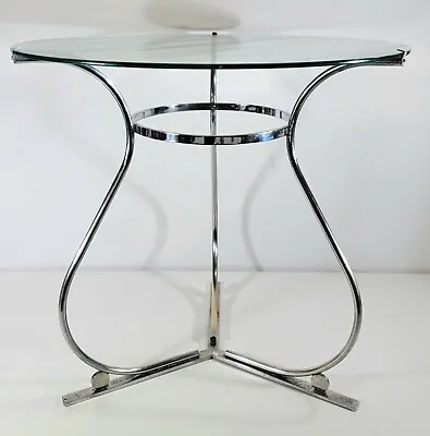 Genuiune Art Deco Chrome & Glass Occasional Table. Modernist. C 1930 • 238.05$