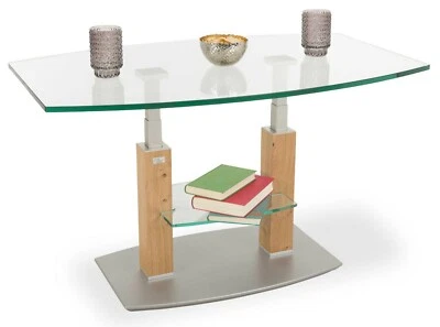 Eve Rimini Deluxe Couchtisch Glastisch höhenverstellbar Holzdekor wählbar Tische - Bild 1 von 4