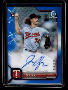 2022 Bowman Chrome Joe Ryan /150 Blue Refractor Auto Rookie Twins - Bild 1 von 2
