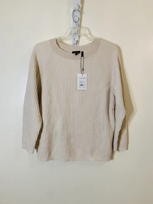 Теория негабаритный ребро кашемир жаккардовый пуловер свитер цвета слоновой кости сахара новый с Ярлыками L $475 - Изображение 1 из 4