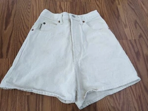 Vintage 90s BONGO super high rise Mom denim jean cream shorts Brass Plum USA 1 - Picture 1 of 8