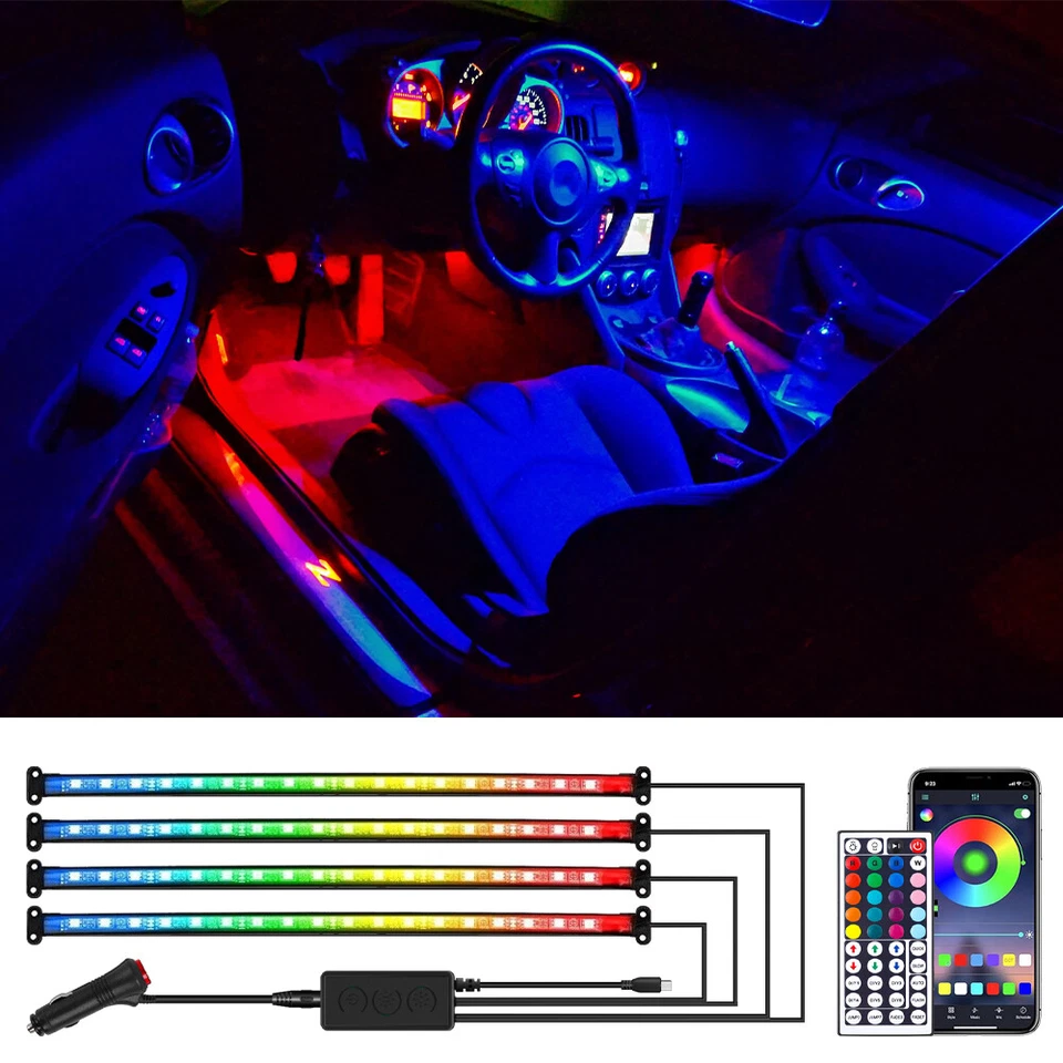 72 Tiras de atmósfera interior de coche LED RGB luces decorativas para Nissan 350Z 370 GTR Foto 1 de 4
