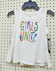 Adidas Big Girls Unite Scoop Neck Tank Top White Size XS - Picture 1 of 2