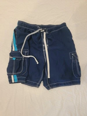 Pantalones Cortos de Natación OP OCEAN PACIFIC Para Hombres Forrados Azul Blanco Costuras Talla L 36/38 Foto 1 de 4