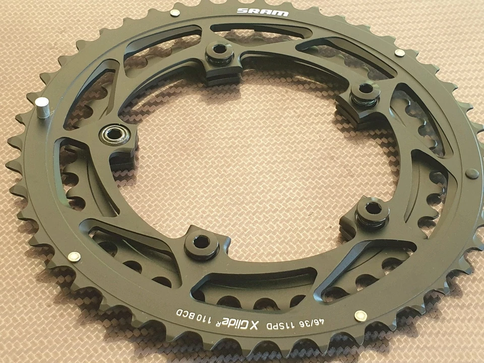 (Set of 2) SRAM Rival Chain Rings 36+46t Road Bike 110mm Chainrings + Bolts NEW  - Image 1 of 4