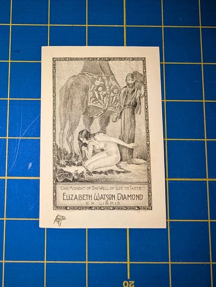 Ex libris Elizabeth Diamond By J.W Jameson and William Pogany (Artist) bookplate Foto 1 de 1