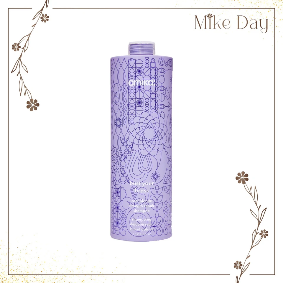 Amika Bust Your Brass Cool Blonde Shampoo 33.8 Oz Tone Brighten Color Care - New - Image 1 of 1