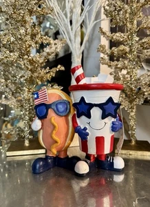 Stars & Stripes Patriotic Hot Dog & Soda Drinks 4th of July BBQ Picnic Decor - Picture 1 of 5