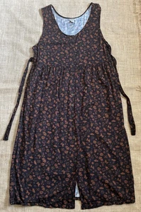 Vintage Putumayo Black Orange Patterned Jumper Dress Medium Large Prairie Farm - Picture 1 of 6