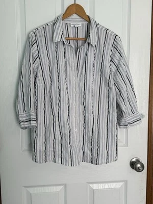 Botão listrado de insetos moda vintage manga 3/4 18-20W - Imagem 1 de 4