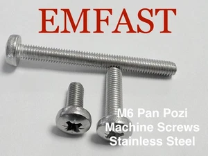 Metric 6mm Pan Pozi Machine Screws Stainless Steel Dome Head Bolts m6 Screw - Picture 1 of 1