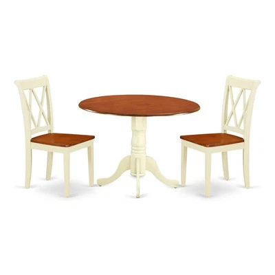 East West Furniture Dublin Dining Set with X-back Chairs in Cream/Cherry - Image 1 of 4