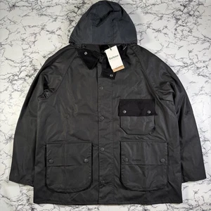 BARBOUR Mens Black Modified Solway Wax Jacket SIZE MEDIUM BNWT Authentic Waxed - Picture 1 of 20